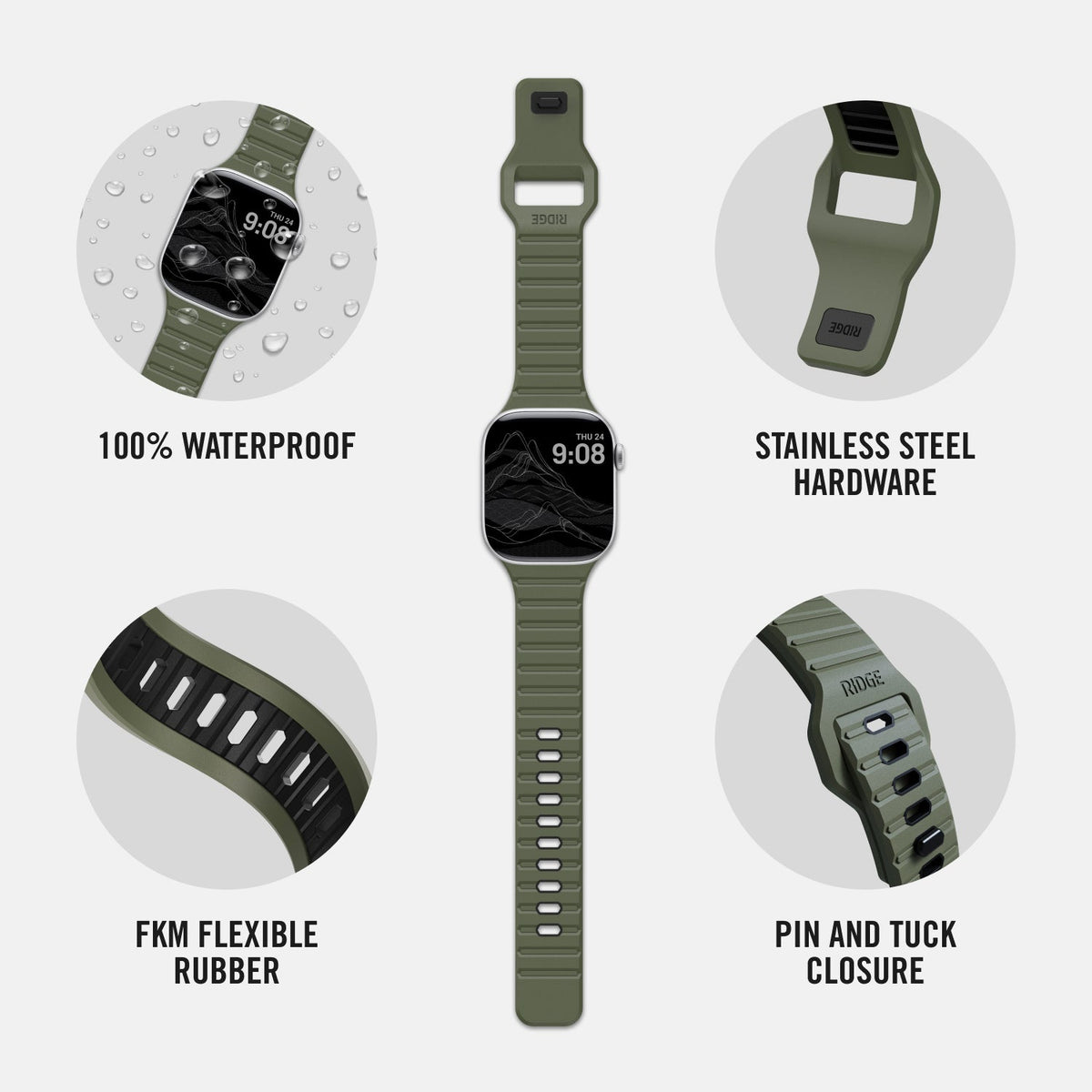 Everyday Watch Strap - 41/42mm - Matte Olive - Image 5