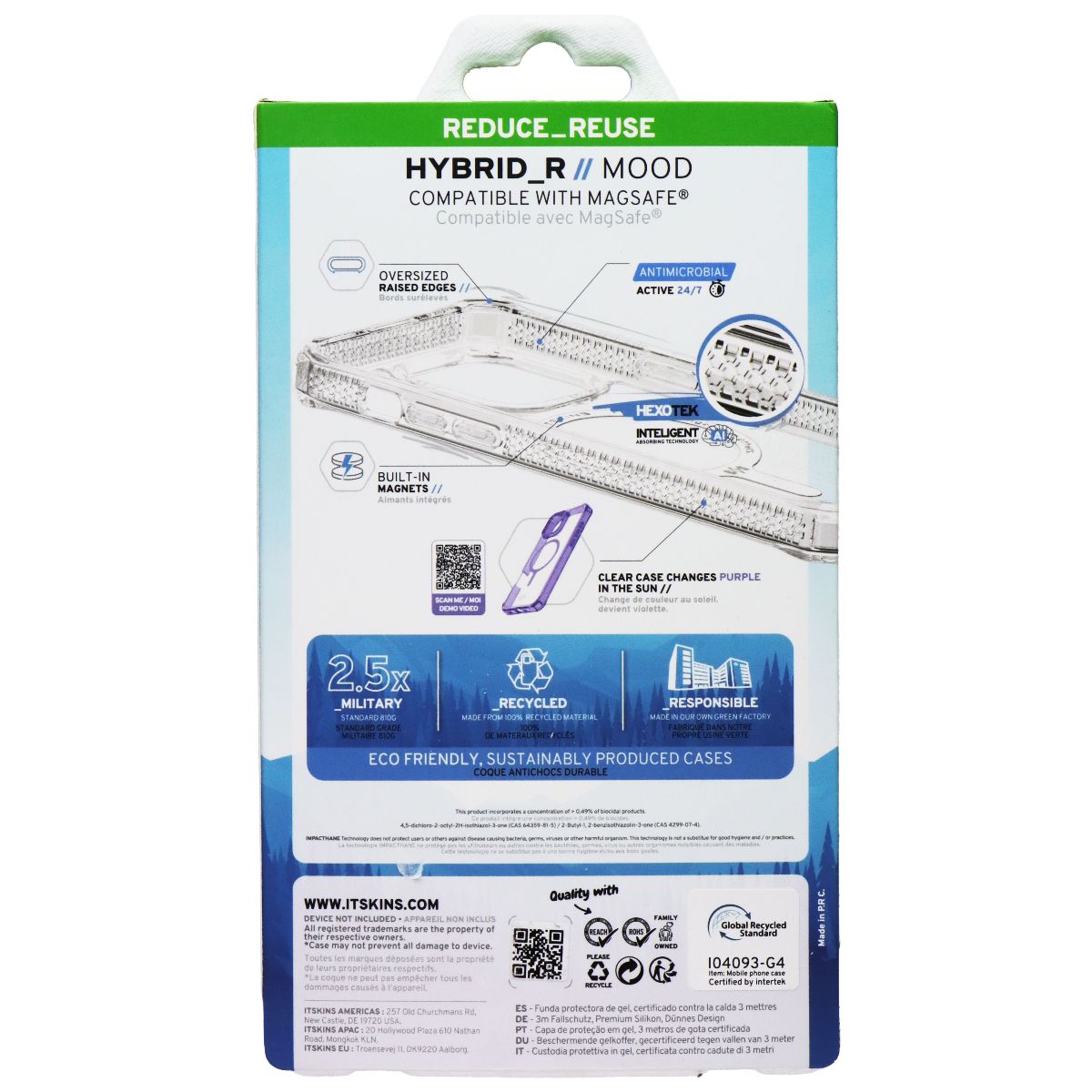 ITSKINS Hybrid_R Mood Case for MagSafe for Apple iPhone 16 Pro Max - Clear/Purple - New - Image 2