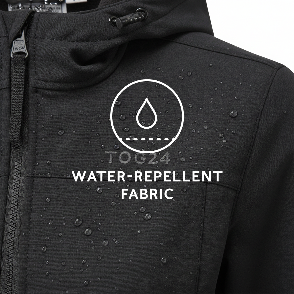 Keld Womens Shower Resistant Hooded Softshell Jacket - Black - Image 7