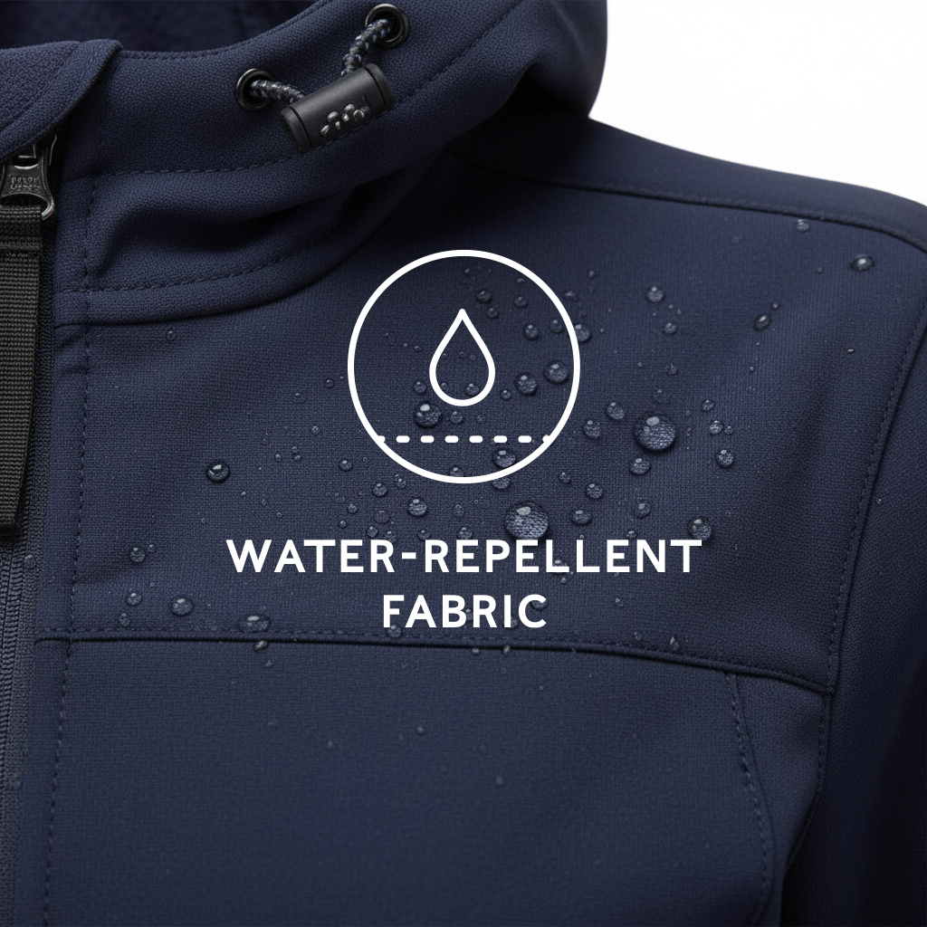 Keld Womens Shower Resistant Hooded Softshell Jacket - Navy - Image 8