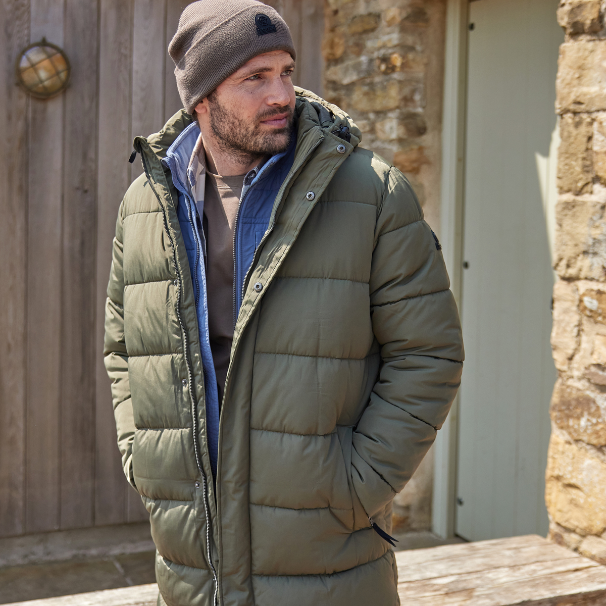 Langrick Mens Long Insulated Jacket - Khaki - Image 2