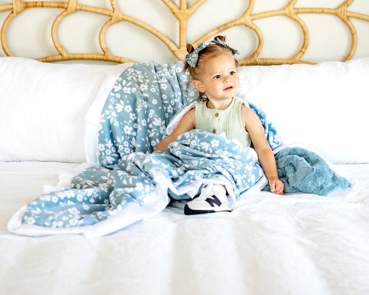 Dainty Floral Blue Blanket - Image 3