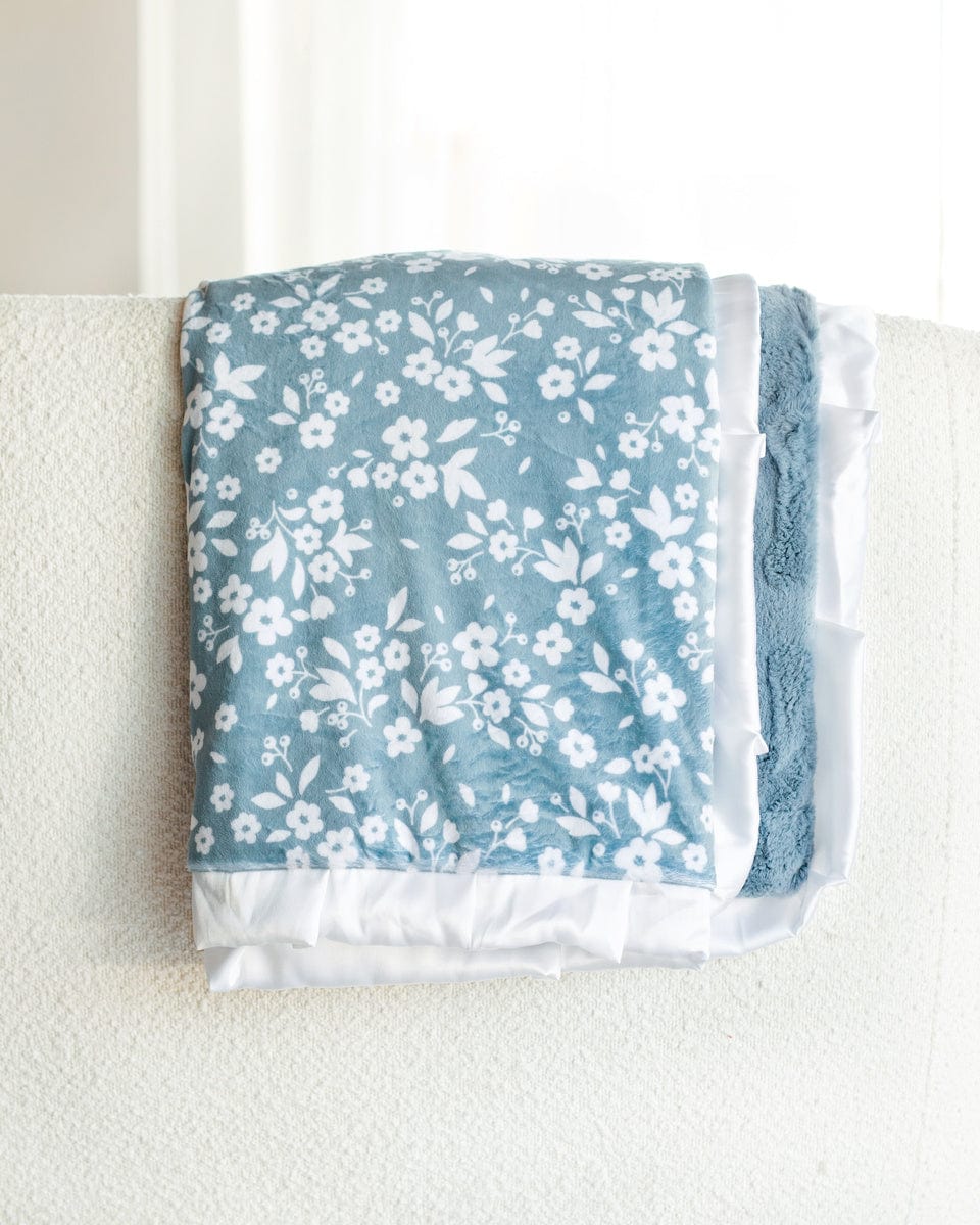 Dainty Floral Blue Blanket - Image 2