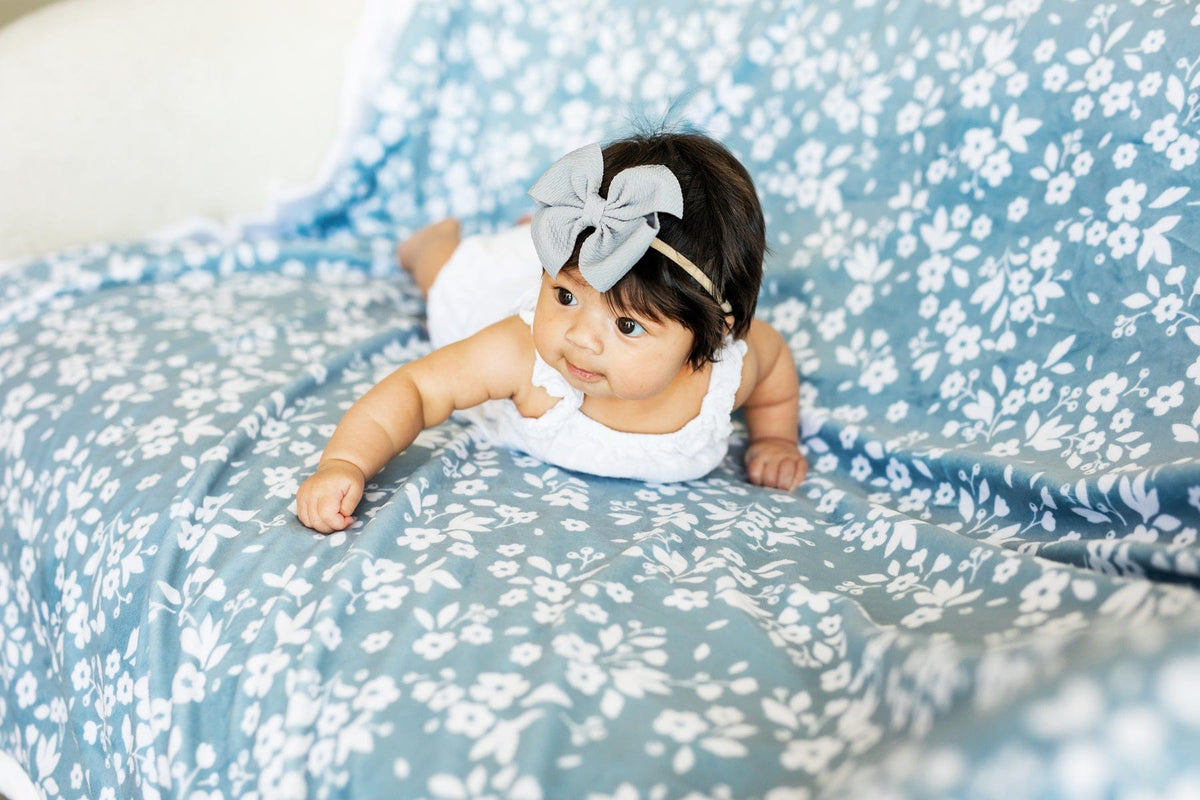 Dainty Floral Blue Blanket - Image 4
