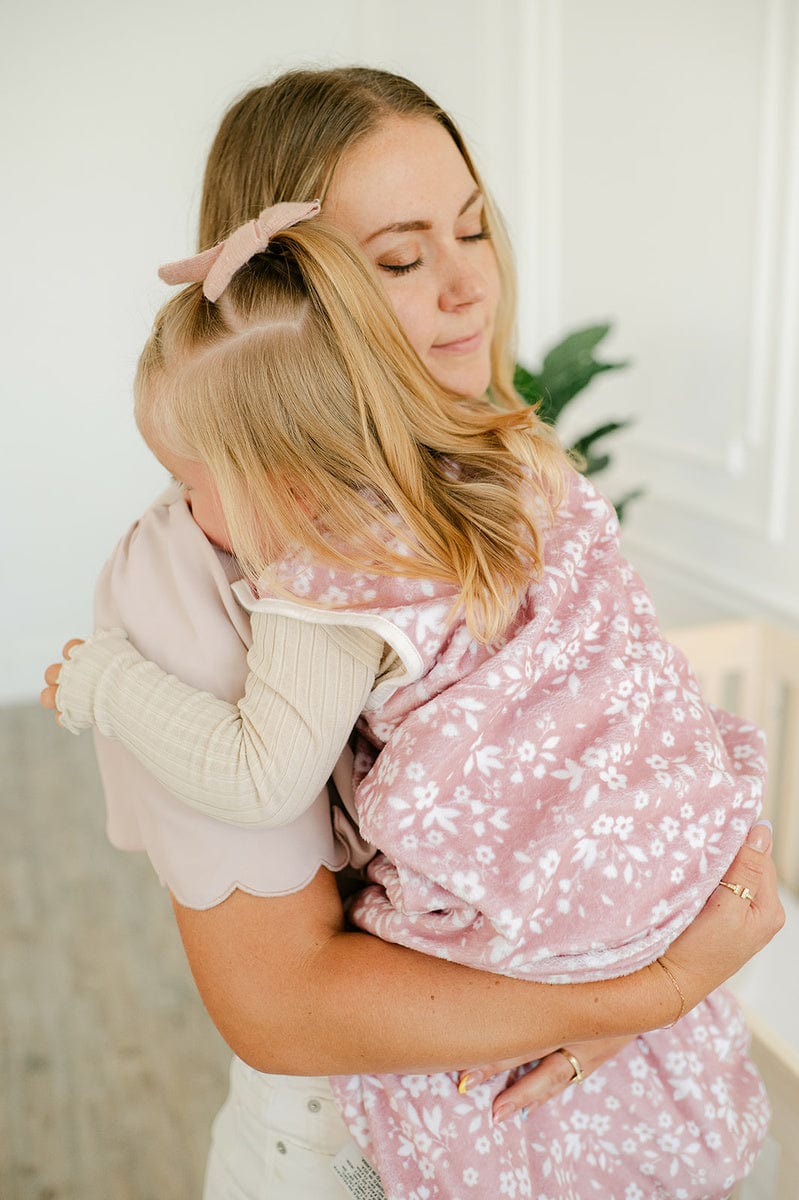 Dainty Floral Pink Wearable Minky Blanket - Image 8