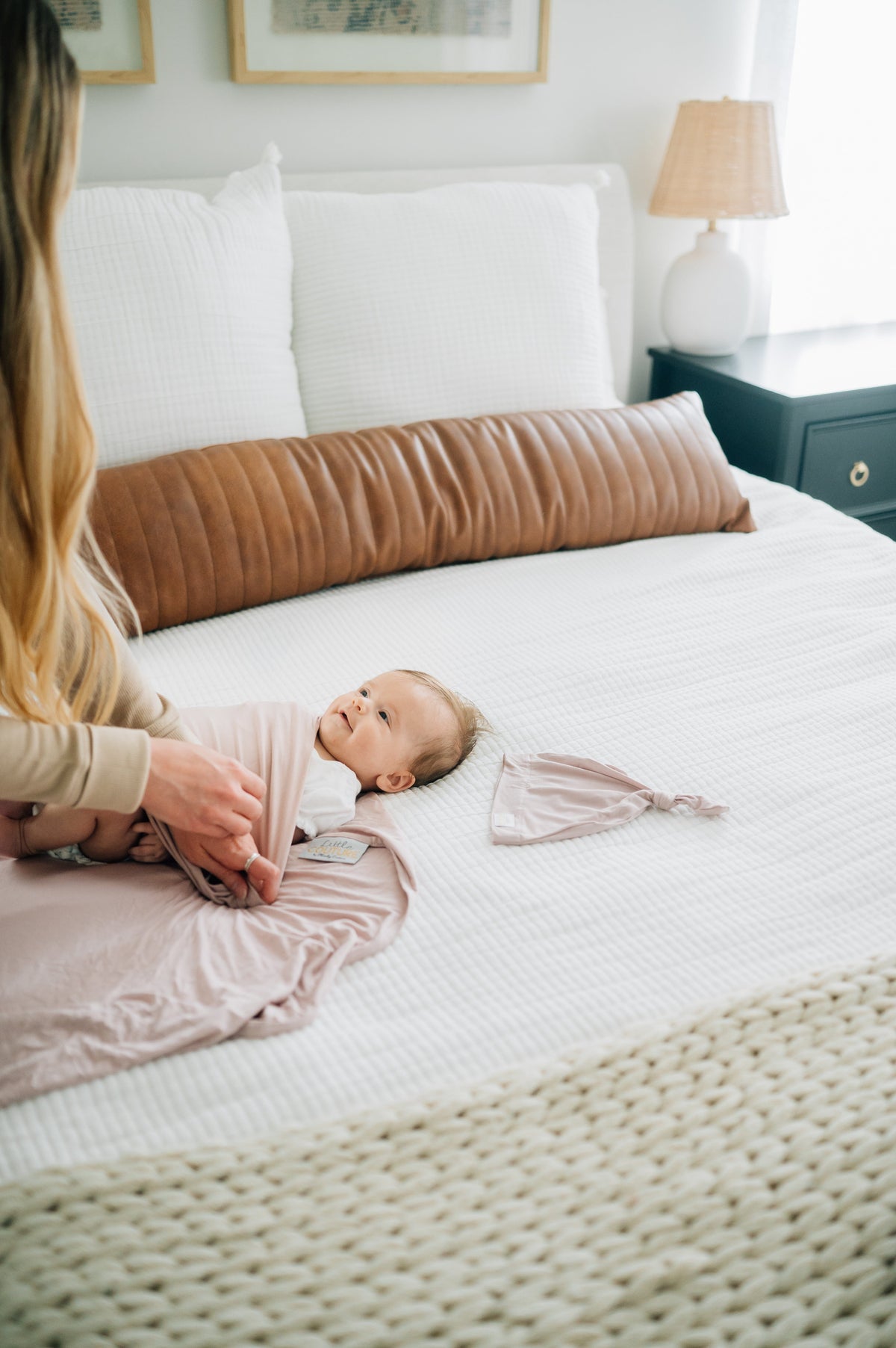 Swaddle and Hat - Blush - Image 4