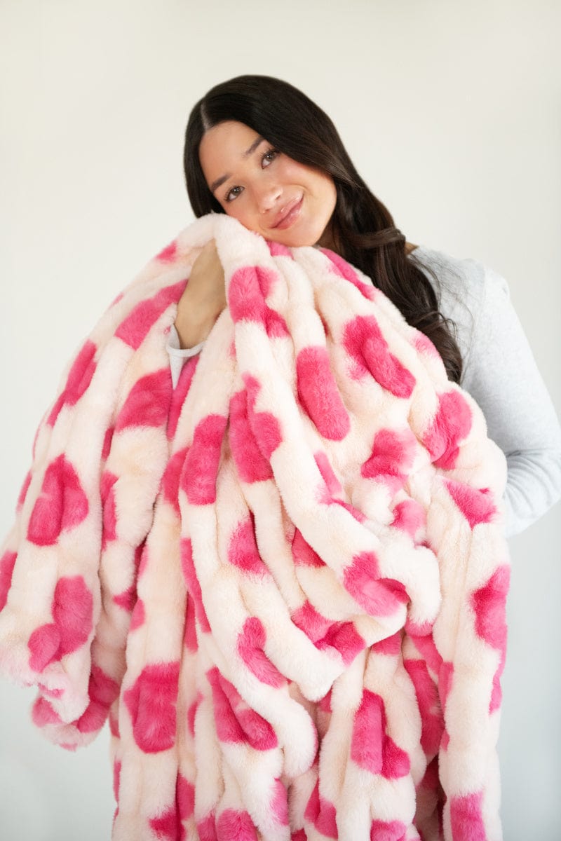 Hugs Heart Pink Blanket