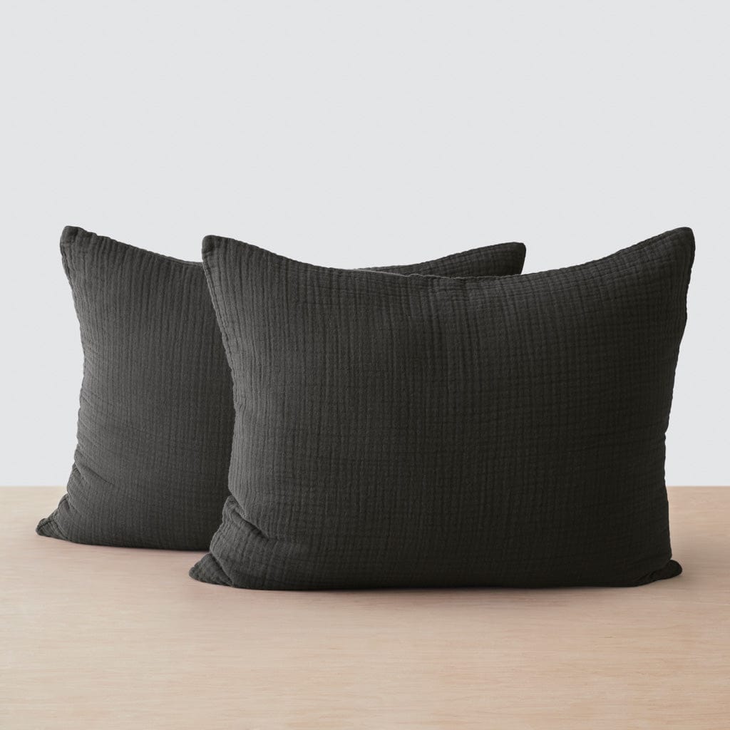 Organic Cotton Gauze Shams - Charcoal