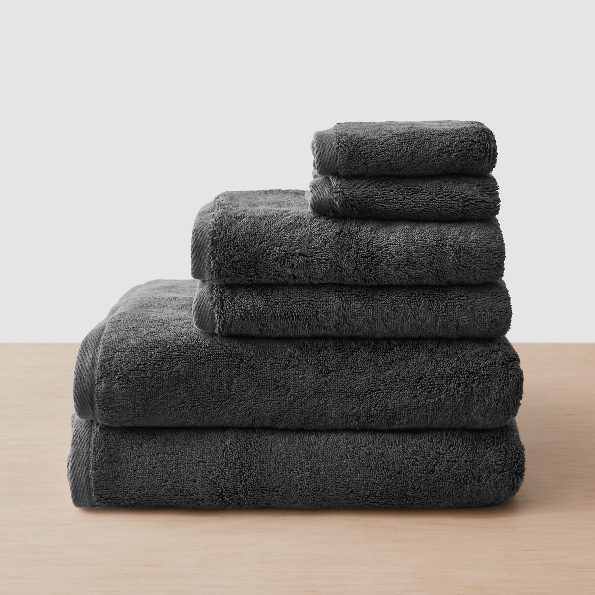 Organic Plush Bath Towel Set - Charcoal / Set of 6