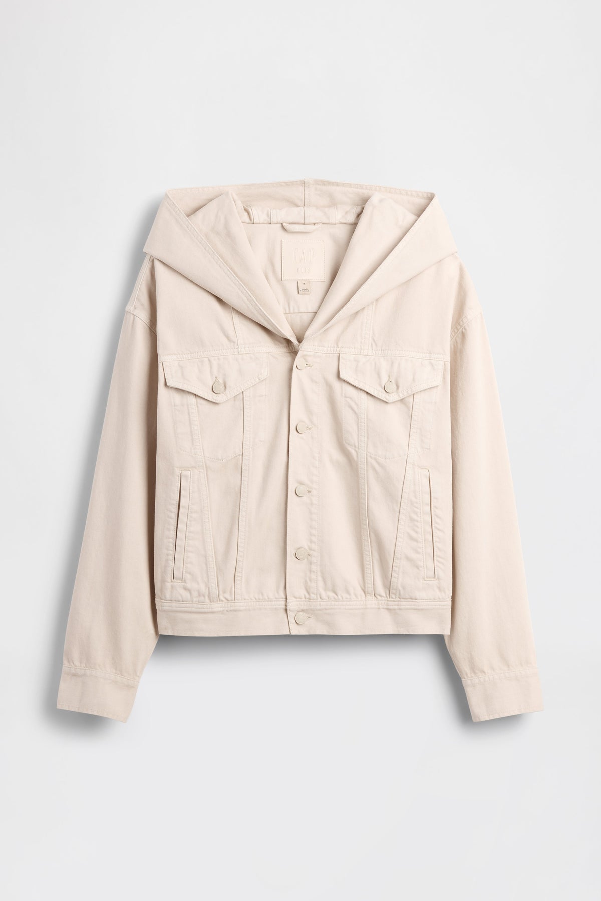 GAP X BEIS Hooded Denim Jacket in Light Tundra