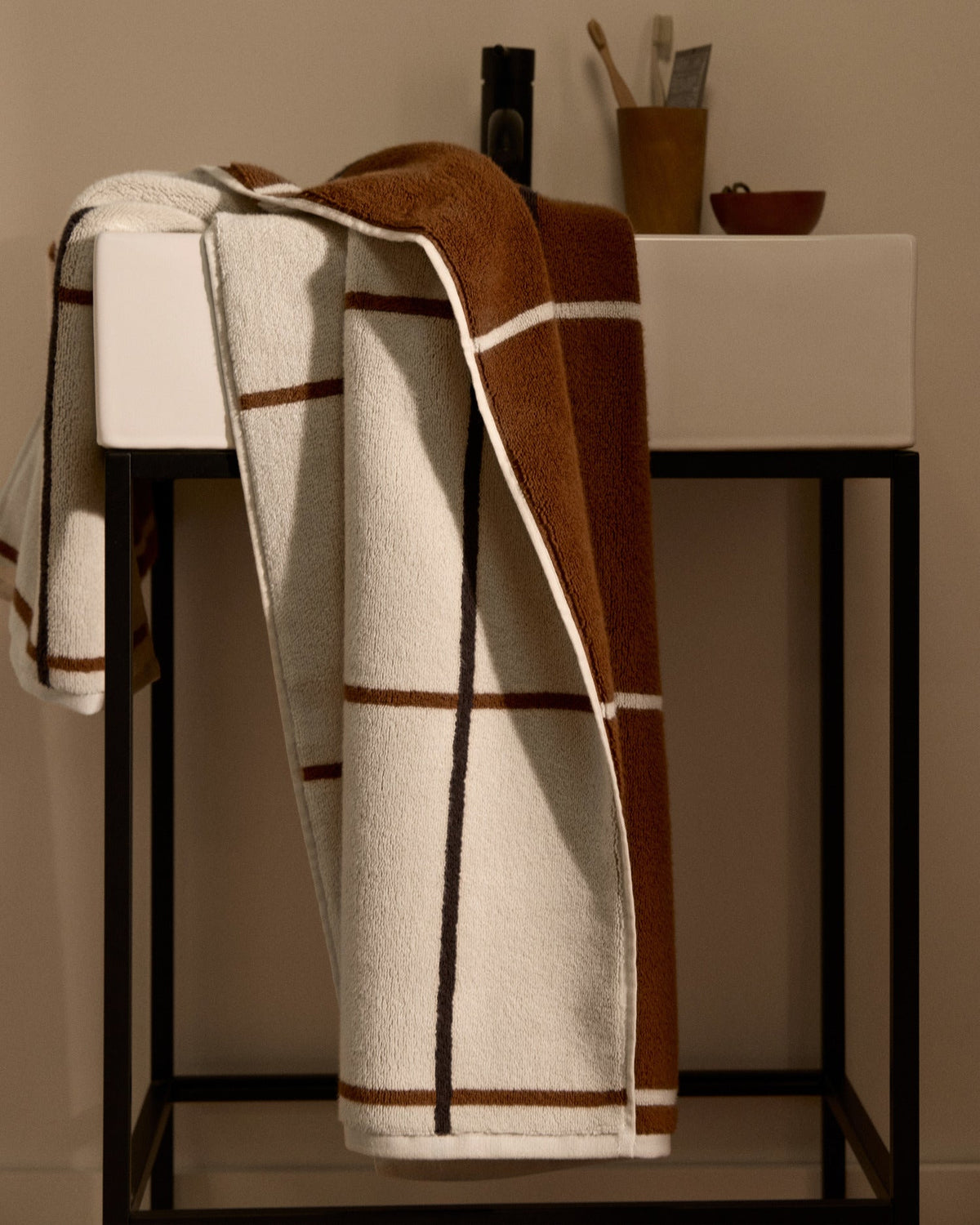 Organic Plush Towels (Bone Windowpane) - Image 2