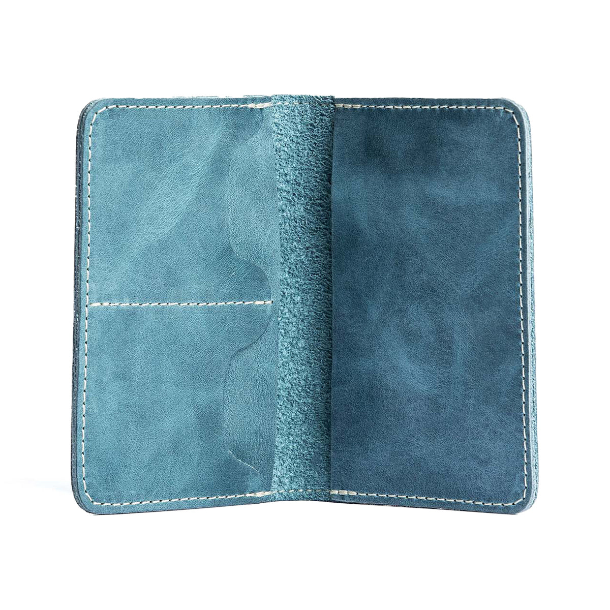 Leather Modern Passport Holder - Aqua