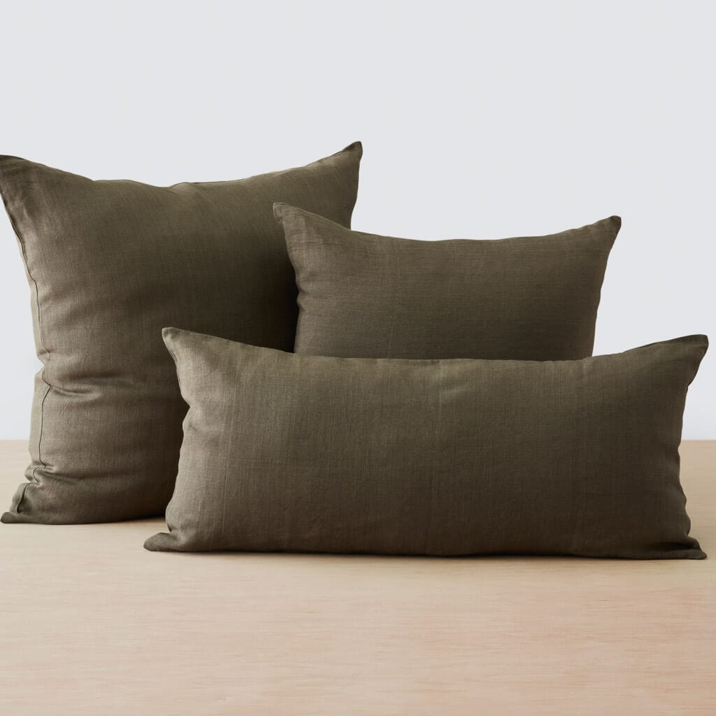 Prisha Linen Pillow - Olive / 20'' x 20''