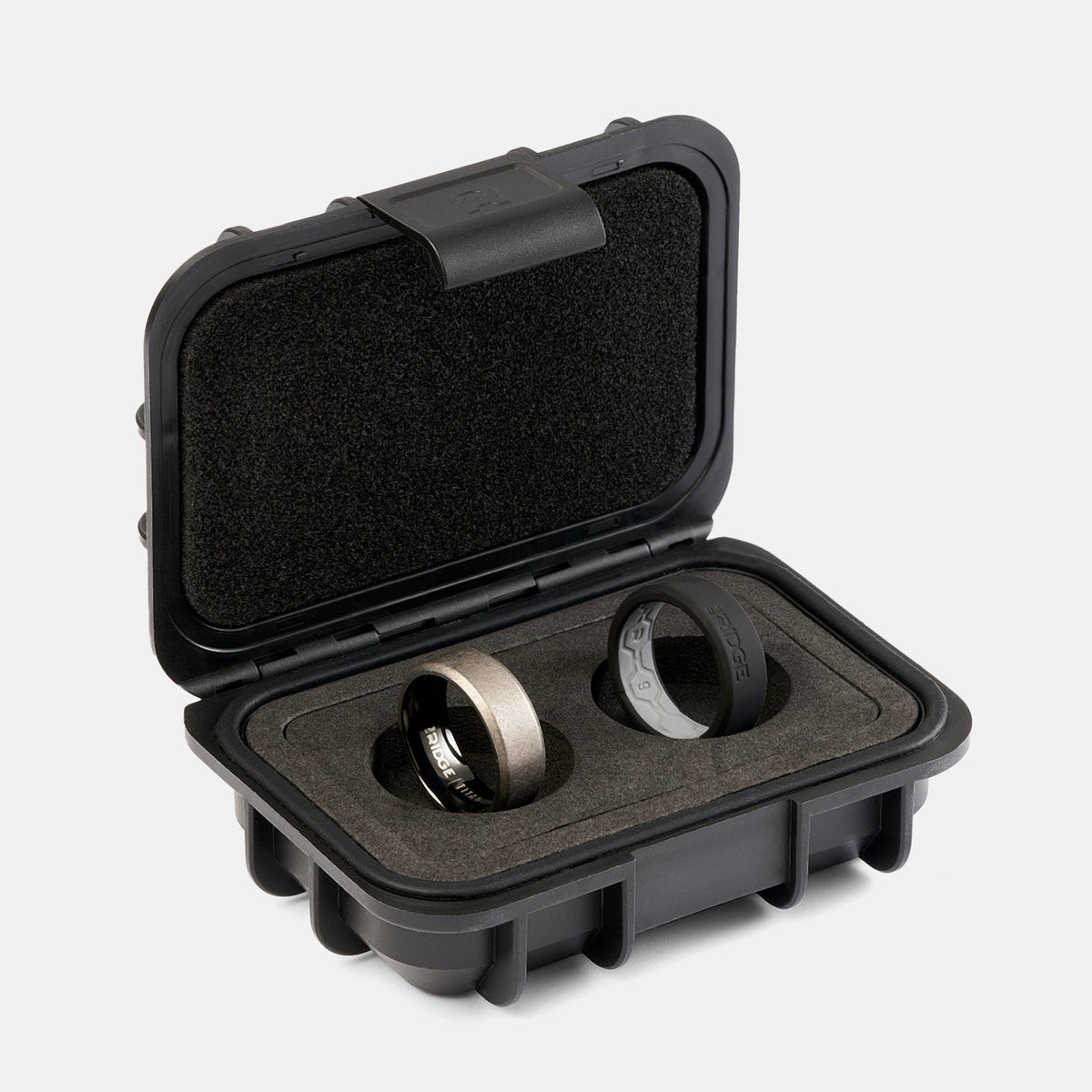 Ridge 8mm Beveled Ring Set - Stonewashed Titanium - Image 2