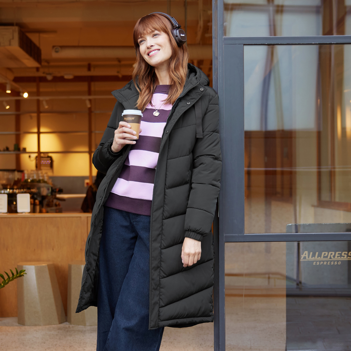 Raleigh Womens Long Insulated Jacket - Washed Black - Image 2