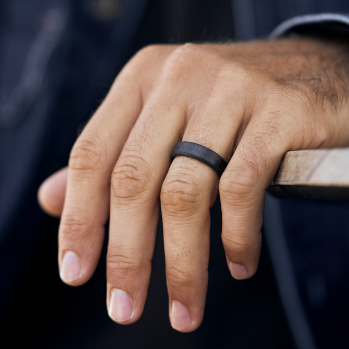 Ridge 6mm Beveled Ring Set - Carbon Fiber 3K - Image 3