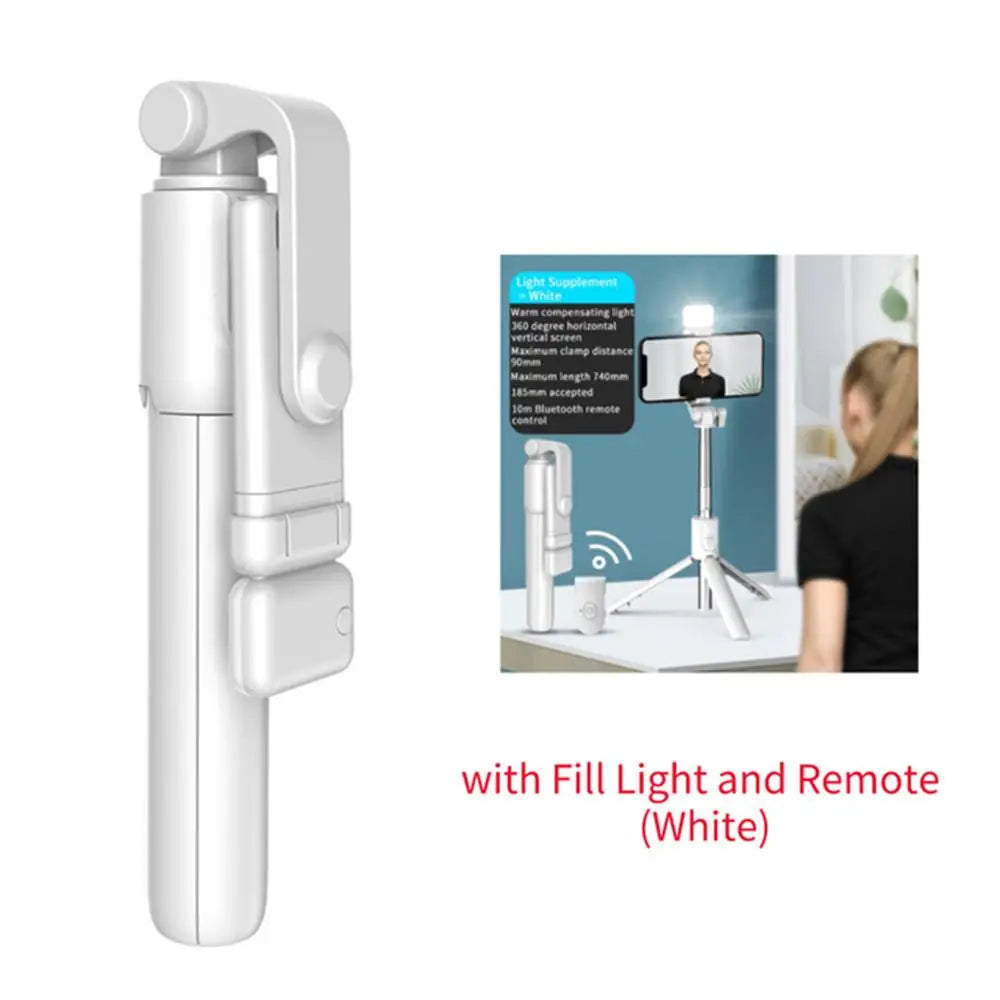 3-in-1 Selfie Stick Bluetooth Remote Tripod - White