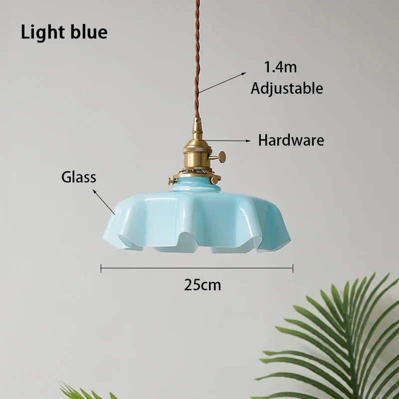 Modern Glass Flower Pendant Lamp - blue