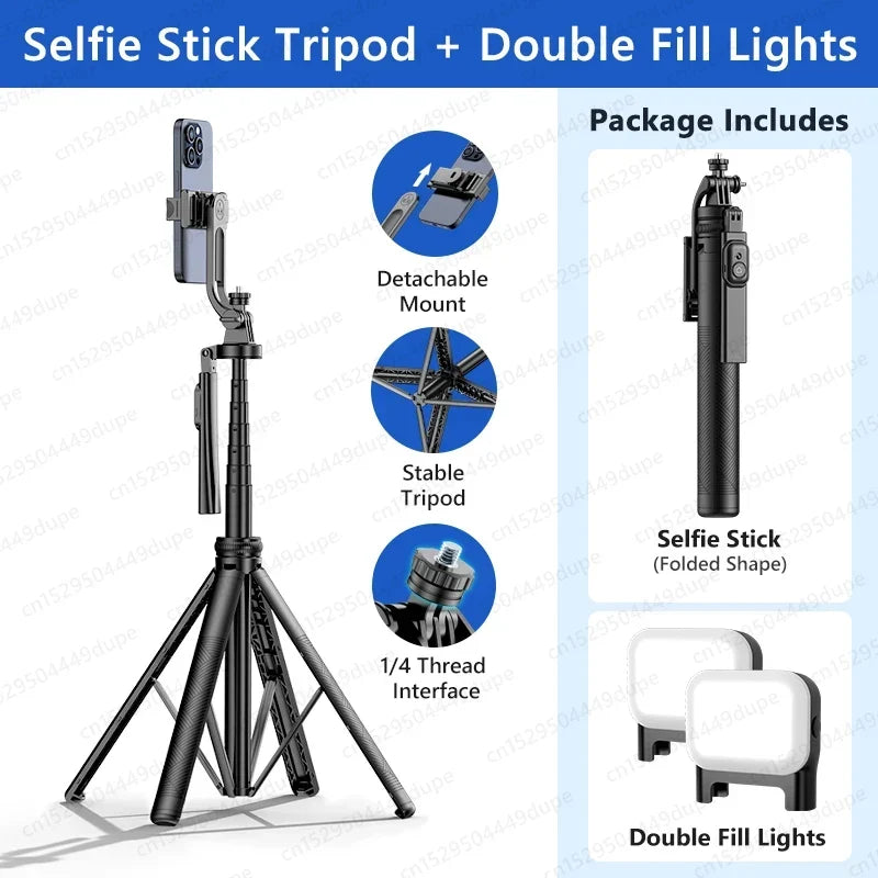 Tripod Stand with Wireless Bluetooth Remote - double lights