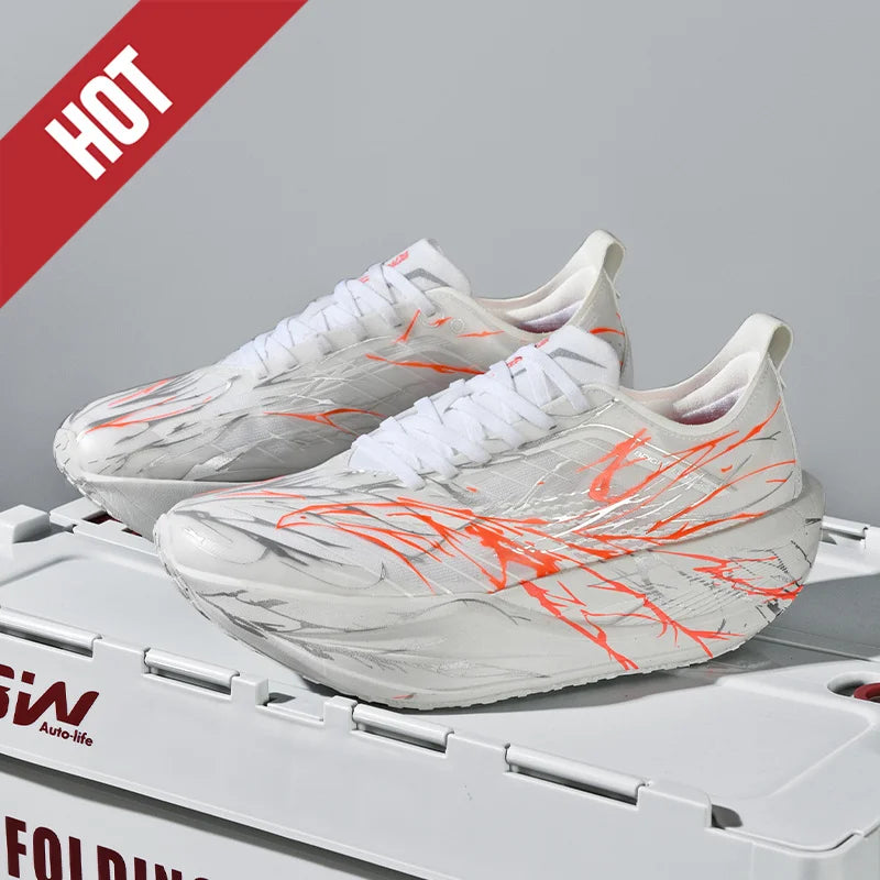 Lightweight Carbon Plate Marathon Shoes - white red