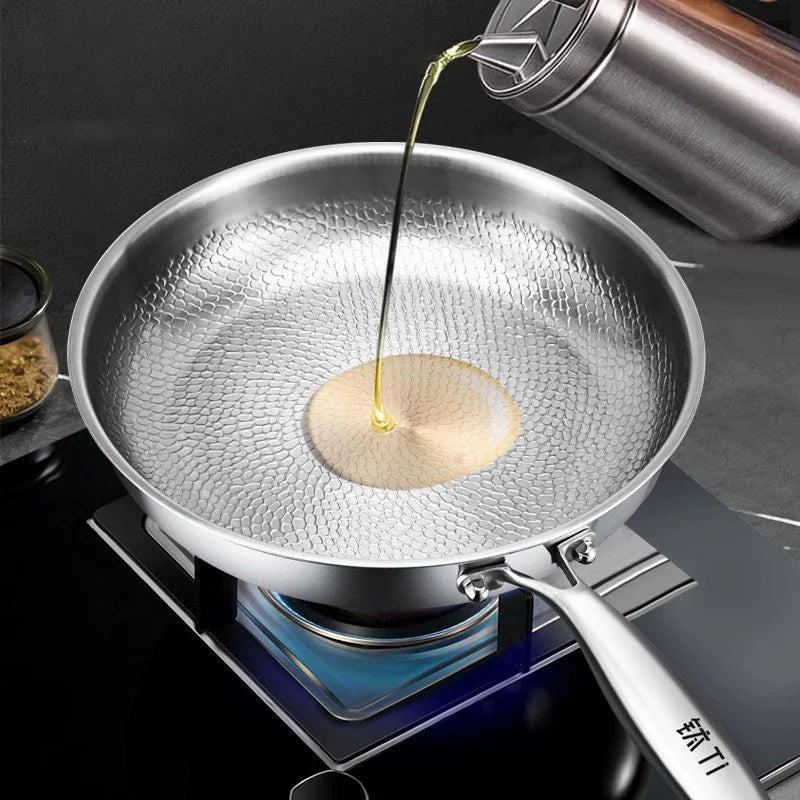 Titanium Frying Pan Thickened Non-Stick Non-Coating Hammer Pattern Fried Steak Pan Gas Stove Pot Induction Kitchen - Image 3