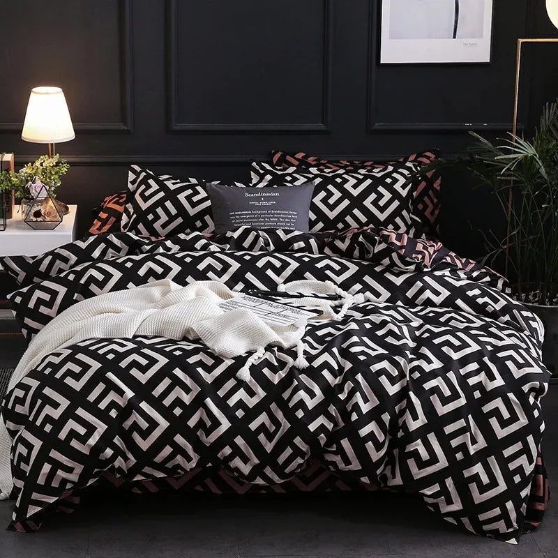 Luxury Black Bedding Comforter Elegant Duvet Cover & Pillowcases