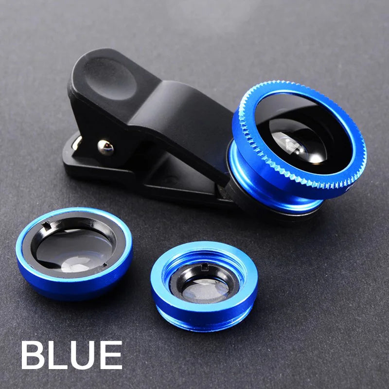 3-in-1 Smartphone Camera Lens Kit - Blue