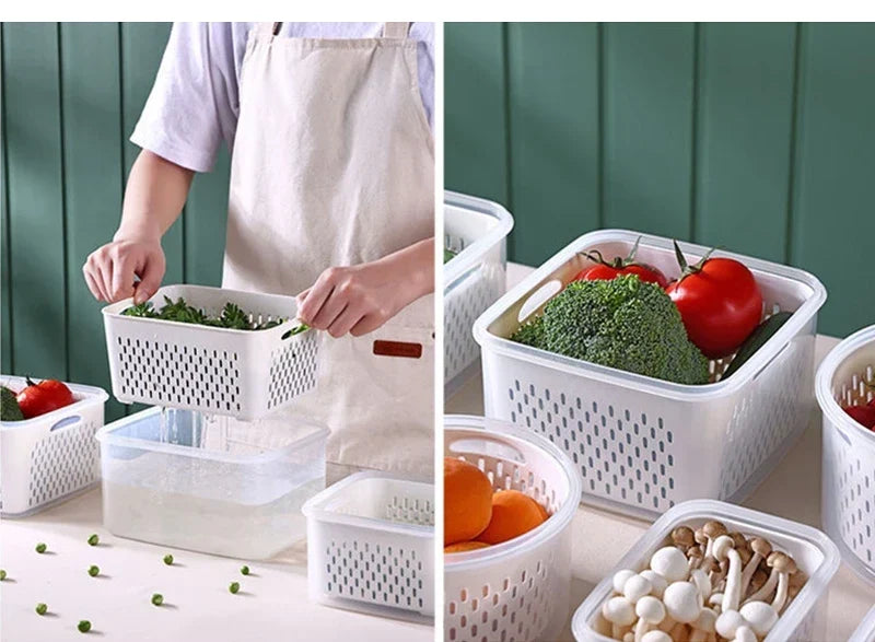 Multipurpose Refrigerator Storage Container with Drain Basket - Image 15