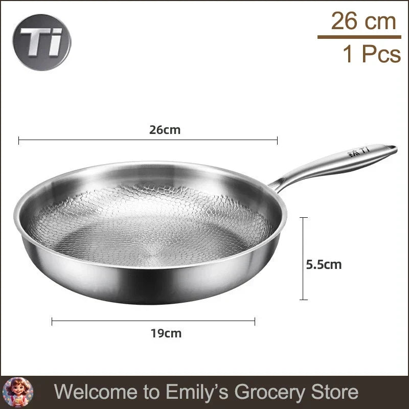 Titanium Frying Pan Thickened Non-Stick Non-Coating Hammer Pattern Fried Steak Pan Gas Stove Pot Induction Kitchen - Image 24