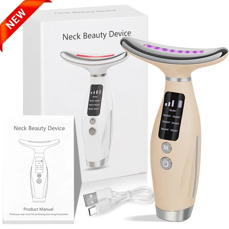 New EMS Micro-current Neck Face Beauty Device - Light Yellow