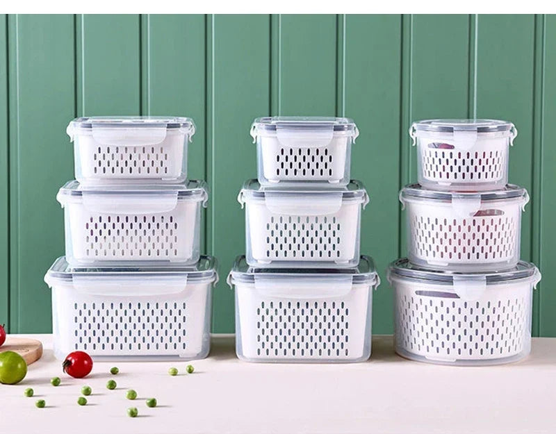 Multipurpose Refrigerator Storage Container with Drain Basket - Image 13
