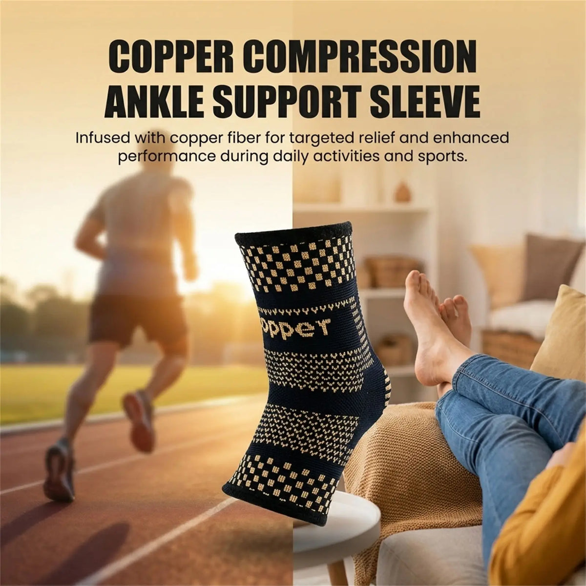 Copper Ankle Compression Sleeve - Image 3