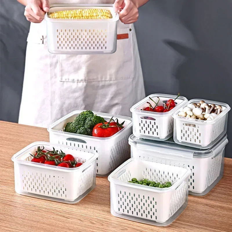 Multipurpose Refrigerator Storage Container with Drain Basket - Image 5