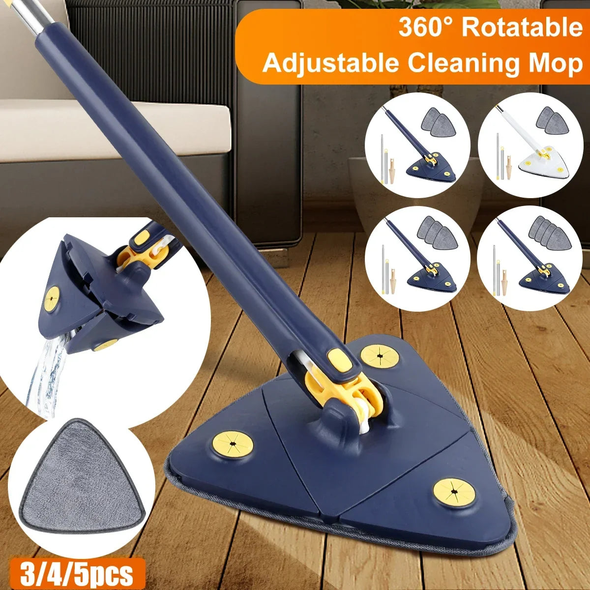 Telescopic Triangle Mop 360° Rotatable