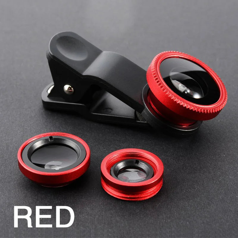 3-in-1 Smartphone Camera Lens Kit - Red