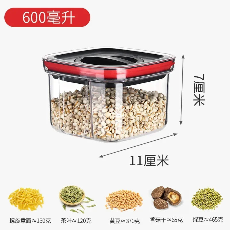 Plastic Food Storage Container with Lid - 600ml-red