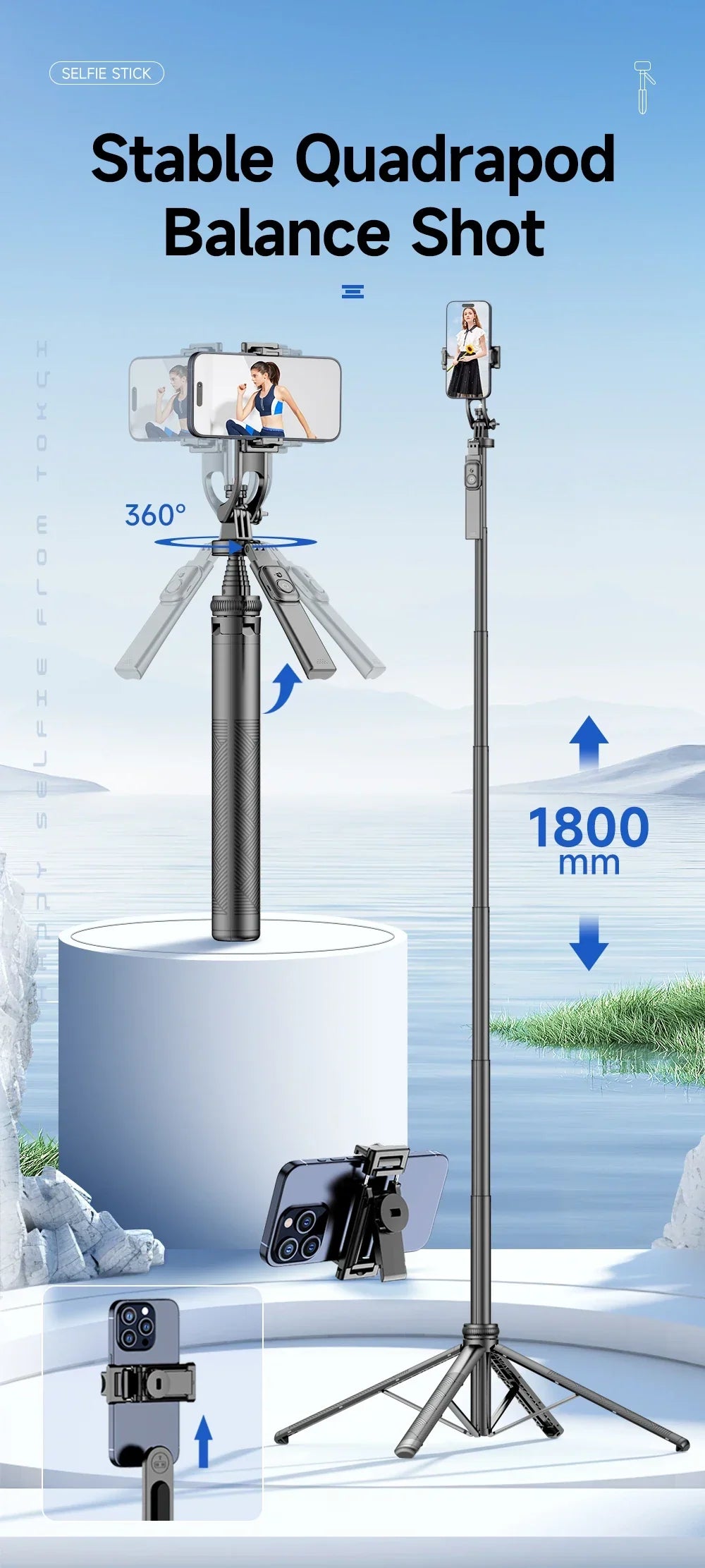 Tripod Stand with Wireless Bluetooth Remote - Image 7