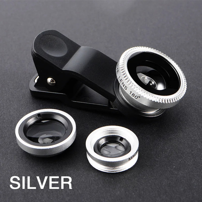 3-in-1 Smartphone Camera Lens Kit - Silvery