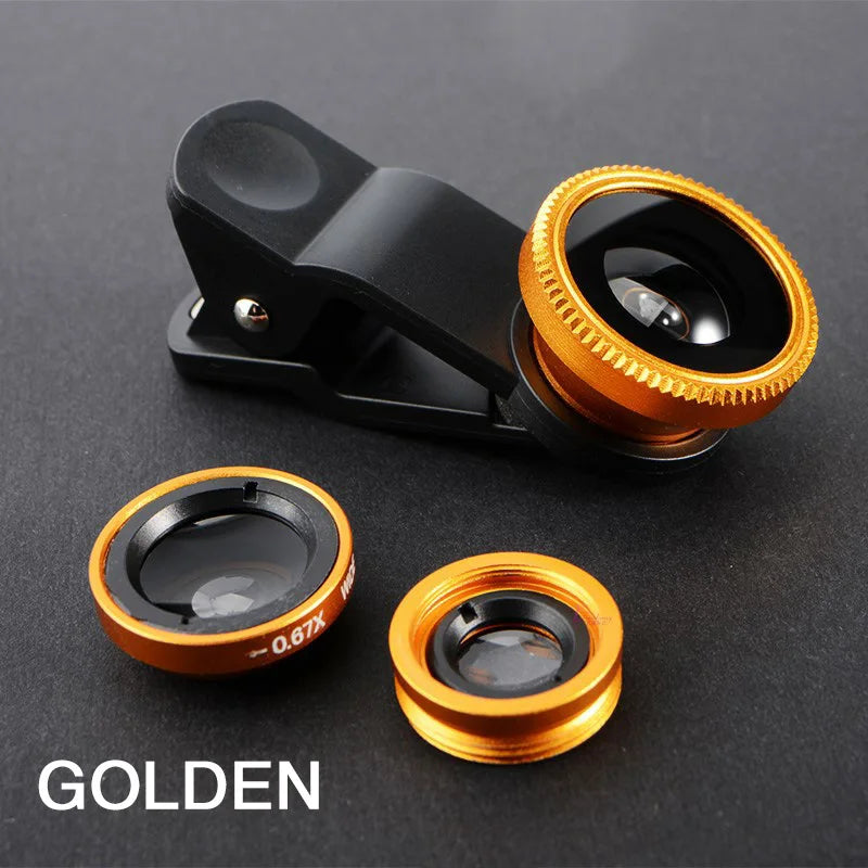 3-in-1 Smartphone Camera Lens Kit - Gold