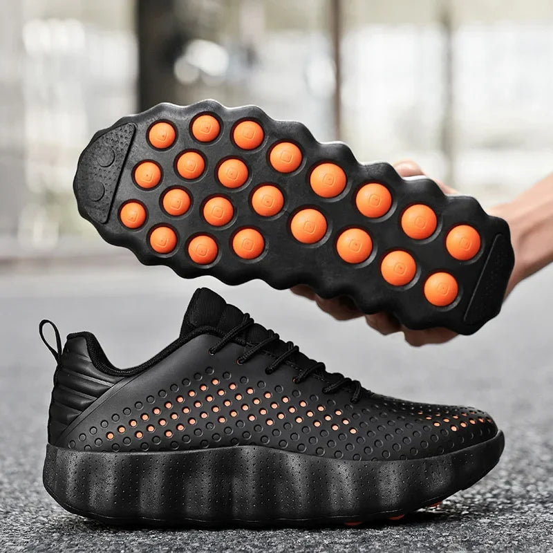 Men’s Breathable Running Cushioned Sports Sneakers - Black A30