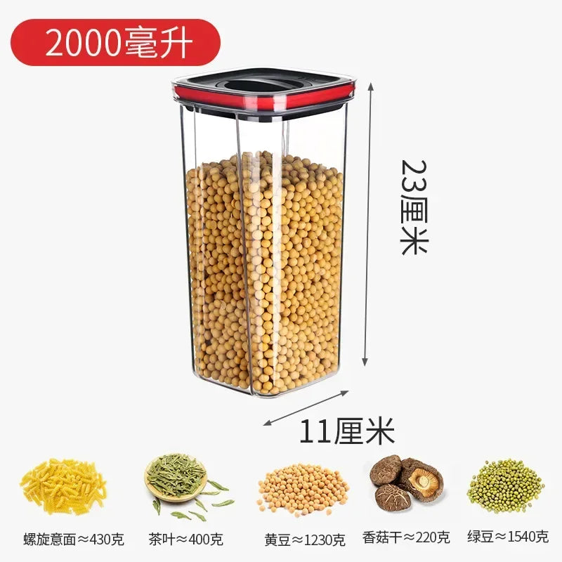 Plastic Food Storage Container with Lid - 2000ml-red