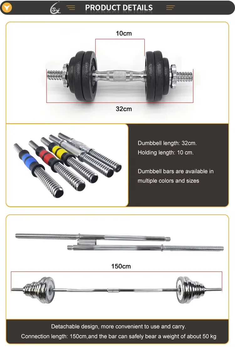 10kg-30kg Adjustable Cast Iron Dumbbells Set - Image 8