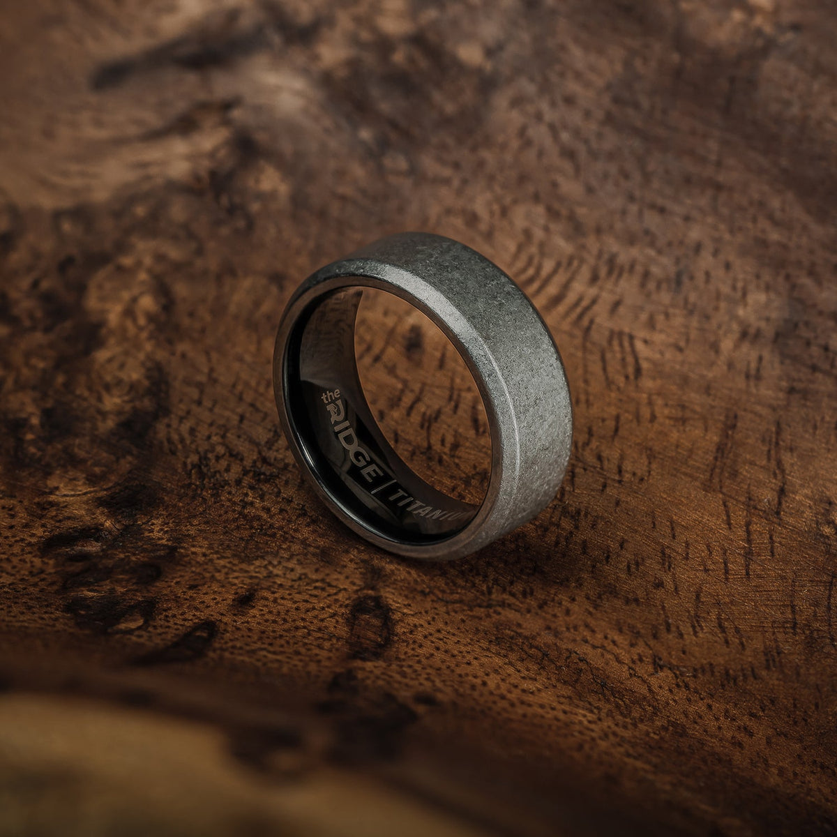Ridge 8mm Beveled Ring Set - Stonewashed Titanium - Image 6