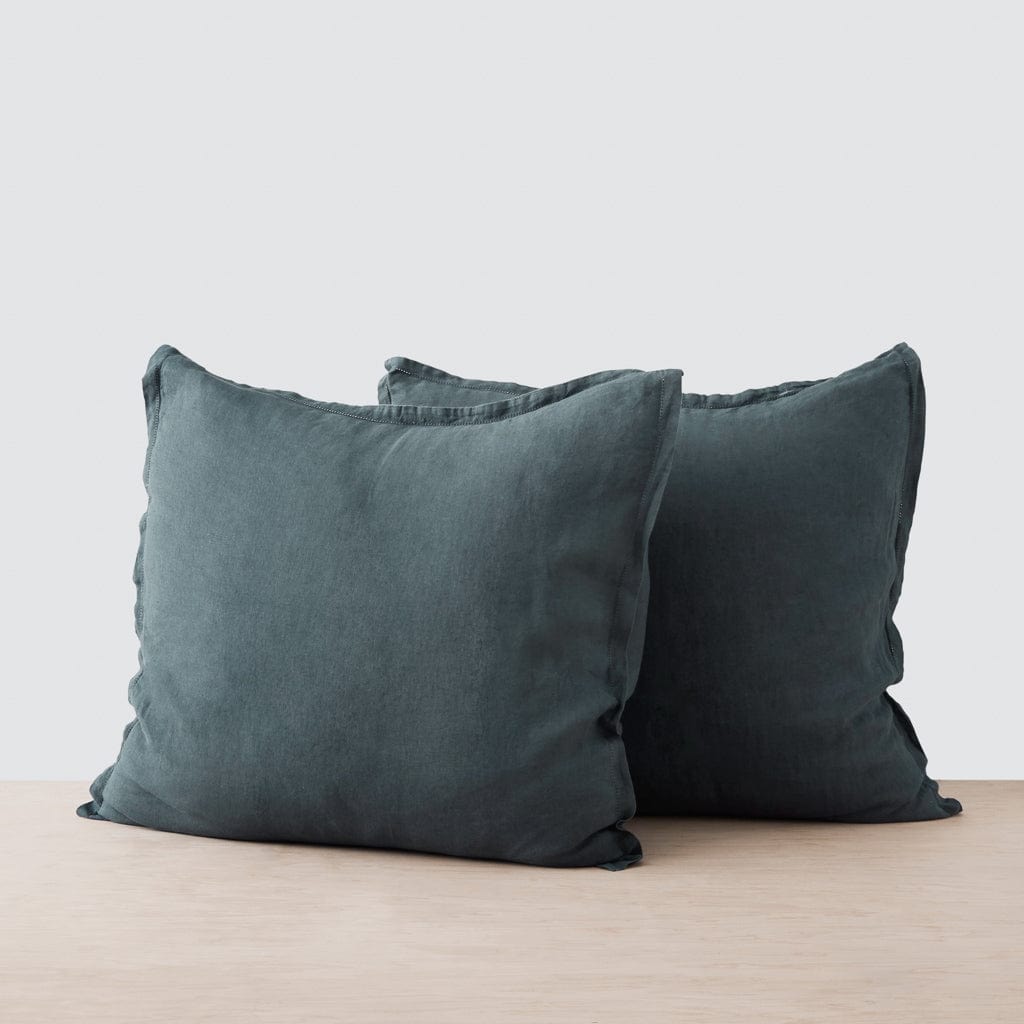 Stonewashed Linen Euro Shams - Aegean