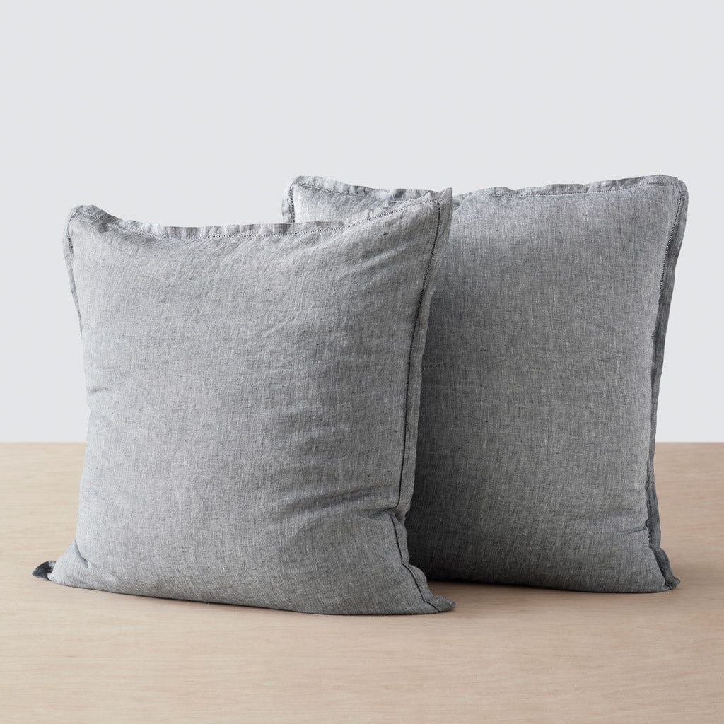 Stonewashed Linen Euro Shams - Indigo Chambray