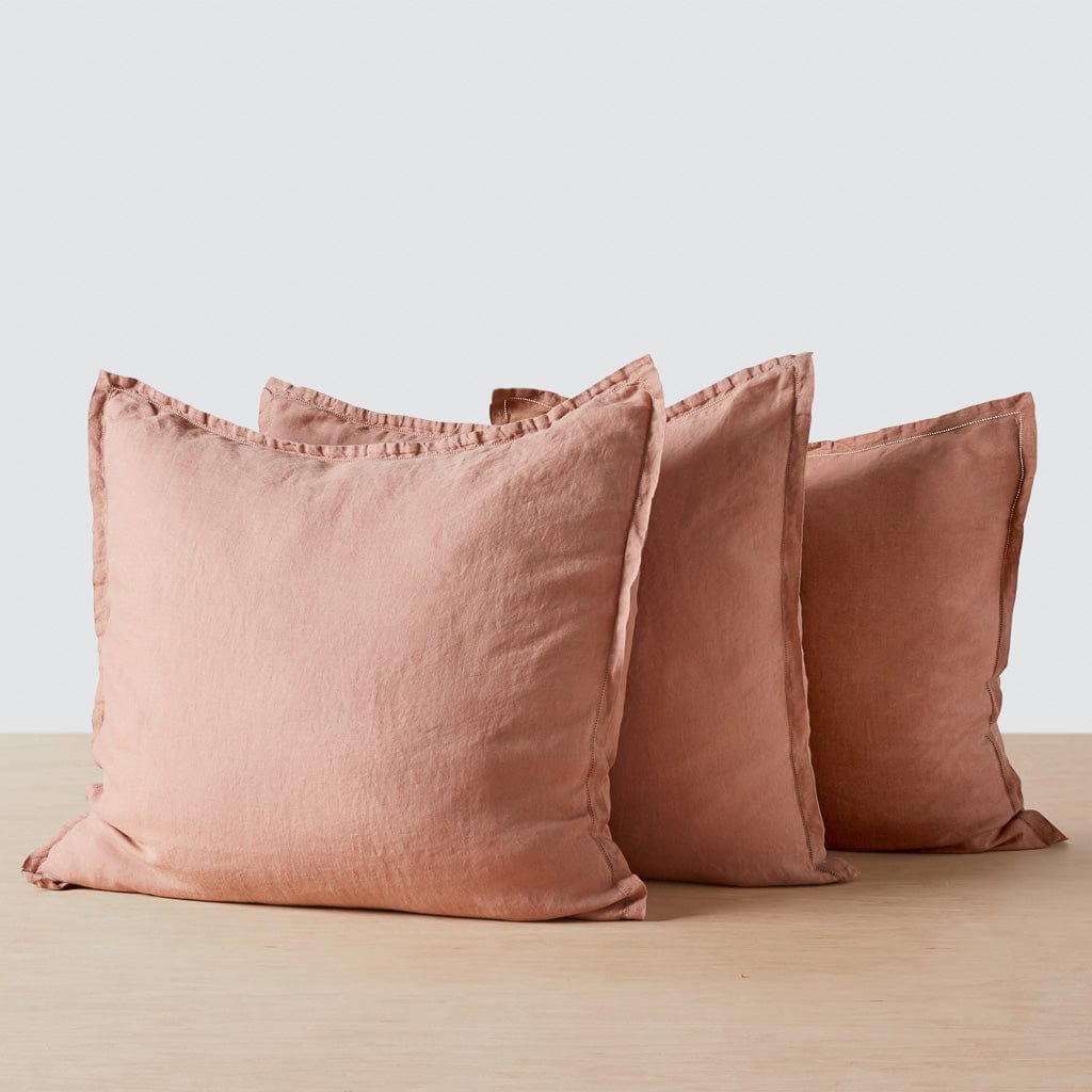 Stonewashed Linen Euro Shams - Rose / Set of 3