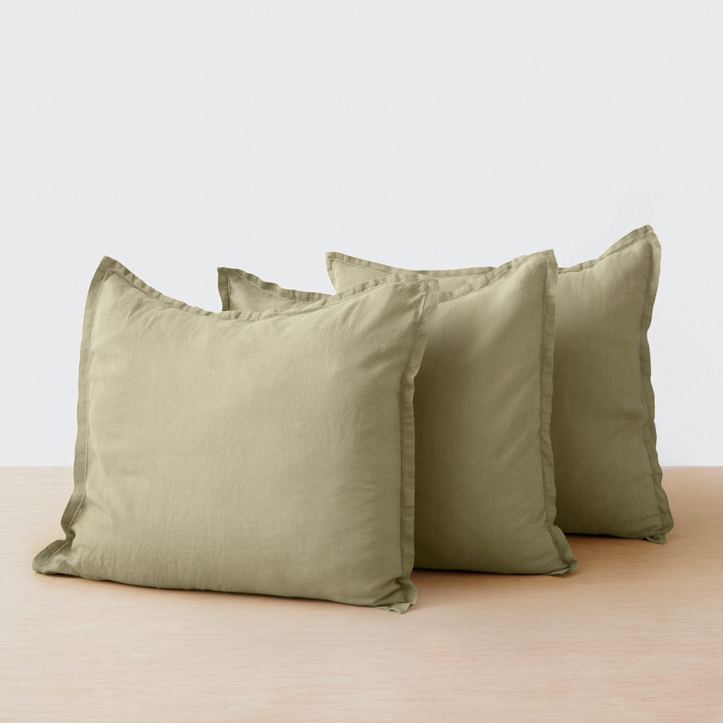 Stonewashed Linen Euro Shams - Sage / Set of 3