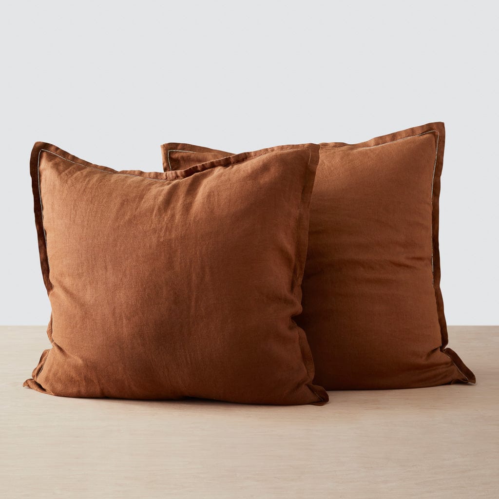 Stonewashed Linen Euro Shams - Sienna