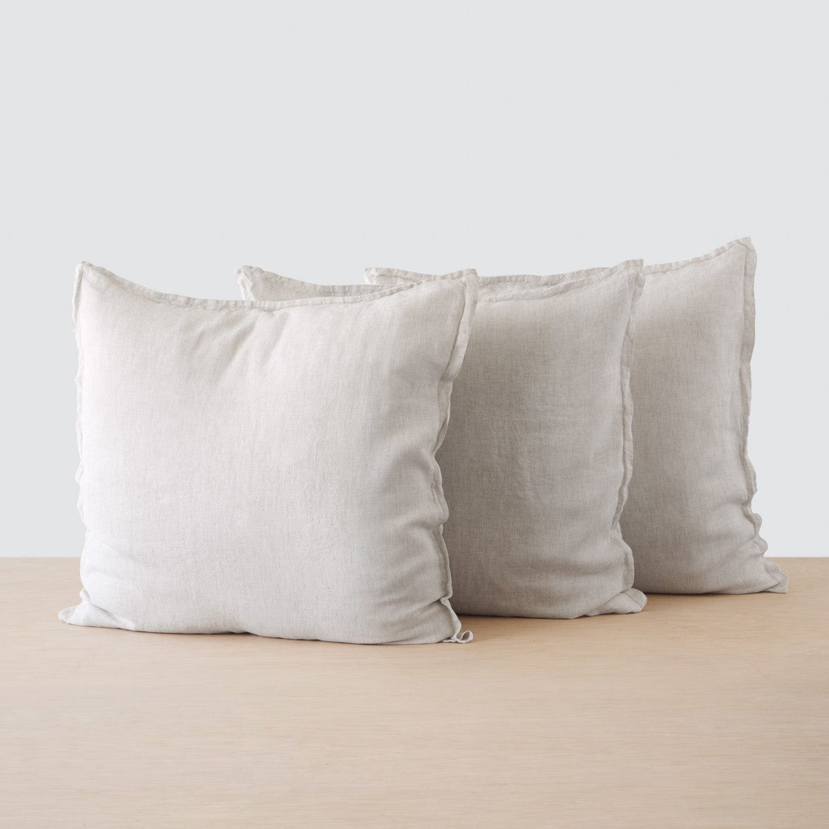 Stonewashed Linen Euro Shams - Sand Thin Stripe / Set of 3