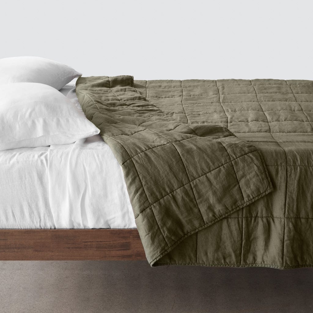 QA | Stonewashed Linen Quilt - Olive